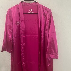 UNICE Pink Satin Robe Belted Kimono Style Lounge Robe